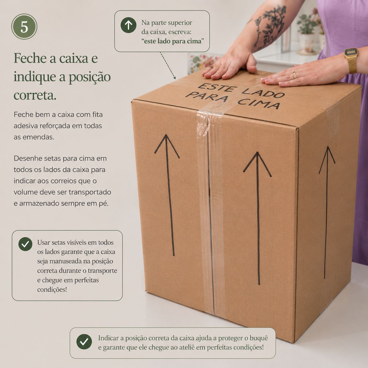 Orientações para despachar o buquê pela transportadora